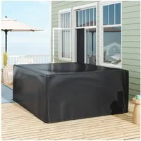 Outsunny Gartenmöbel-Schutzhülle mit Zugseil inkl. Schnalle und 4 Ösen (Abdeckung, 1-St., Abdeckhaube), 235 x 190 x 90cm Schwarz