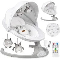 MoMi Babywippe Kenani, Elektrische Babywippe mit Bluetooth und Fernbedienung