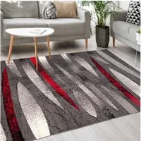 Mazovia Designteppich Modern Teppich Kurzflor Wohnzimmerteppich Robust und pflegeleicht GRAU, 60 x 100 cm, Fußbodenheizung,Allergiker geeignet,Farbecht,Pflegeleicht,Geometrisch