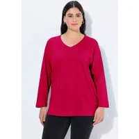 Ulla Popken T-Shirt Shirt V-Ausschnitt Relaxed Langarm