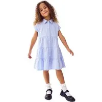 Next Hemdblusenkleid Gestuftes Kleid mit Vichykaros und Kragen (1-tlg)