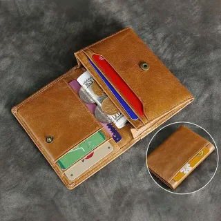 Ekphero Men's Genuine Leather Card Holder Retro Head Oil Wax Multi-card Bag RFID Blocking Credit Card Case Large Capacit