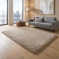 TaCa Home Langflor-Teppich Shaggy Teppich Langflor, rechteckig, Höhe: 60 mm, Schlafzimmer Kinderzimmer Wohnzimmer Esszimmer, beige - 65 x 130 cm