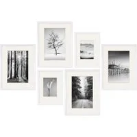 PHOTOLINI Bilderrahmen 6er Set No.4 Poster-Rahmen 21x30 und 30x40 cm mit Passepartout, für 6 Bilder (6er Set No.4), MDF Holz, Acrylglas & Zubehör, für Fotos & Poster