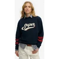 Superdry Sweatshirt VARSITY SCRIPT LOOSE CREW aus Baumwolle, Relaxed Fit, mit Rundhalsausschnitt, pflegeleicht
