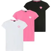H.I.S T-Shirt 3er Pack H.I.S Shirts mit Stickerei für Mädchen (Packung, 3-tlg., 3) für Mädchen, Kurzarm, Basic Passform, aus Baumwolle
