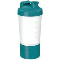 elasto Protein Shaker 400ml Fitness shaker mit 2 Fächern inkl. Sieb und Skala, Shaker für Eiweiß- & Sportgetränke, auslaufsicher, einfache Reinigung