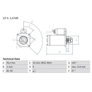 Bosch Anlasser 1,4 kW Ford Focus Volvo C70 S40 V50 0986020860