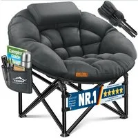 KESSER Campingstuhl Chillexer faltbar 150 kg Klappstuhl mit Kissen, Seitentasche & Cover, Relaxstuhl Outdoor + Indoor für Camping, Angeln, Festival, Strand