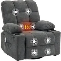 BRTHORY Relaxsessel Massagesessel mit 8-Punkt-Vibration & Wärme – 360° Drehung (1-St), Wipp- & Liegefunktion, Bequemer Relaxsessel aus Chenille