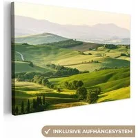 OneMillionCanvasses® Leinwandbild Natur - Toskana - Grün - Landschaft, Fotodruck (1 St), Leinwand Bilder Klein, Wand Dekoration Aesthetic 30x20 cm