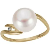 Firetti Perlenring Schmuck Geschenk Gold 333 Fingerring Damenring Perle, mit Süßwasserzuchtperle - mit Brillant