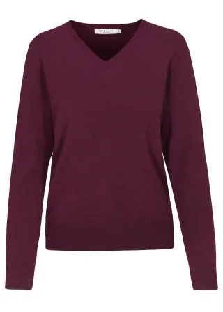 IN LINEA - NOS Pullover, V-Ausschnitt 448 cherry - Gr. - 42