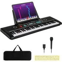 COSTWAY Home-Keyboard, Digital Piano, 61 Tasten, mit Ständer & Tragetasche, für Kinder
