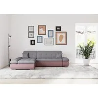 DOMO collection Ecksofa MORIC 300x172 cm, XXL-Sofa mit viel Platz, L-Form, auch in Cord, wahlweise mit Bettfunktion und Armteilverstellung, beere-grau