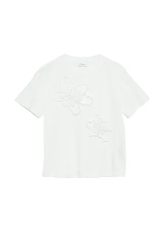 comma - T-Shirt mit floraler 3D-Applikation weiß - Gr. - 34