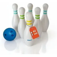 alldoro Spiel XXL Bowling-Spiel für Kinder, Familienspiel für drinnen & draußen, Riesen-Kegelspiel mit Tragetasche, 6 befüllbaren Pins 42 cm & 1 Kugel