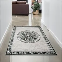 Carpetia Teppich Orientalischer Teppich mit Bordüre & Glitzergarn creme grau, rechteckig, Höhe: 12 mm