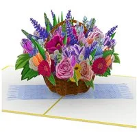 papercrush Geburtstagskarte Bunter Blumenkorb Pop-Up Karte