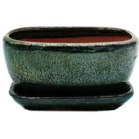 Exotenherz Pflanzschale Bonsai-Schale mit Unterteller Gr. 2 Grün rechteckig Modell GB5 L 17cm (1 St)