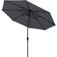 Sekey Sonnenschirm 330cm Alu Gartenschirm 8-eckiger Marktschirm mit Kurbel, LxB: 330x330 cm, mit/ohne LED-Lichtern, für Balkon Garten, UV 50+