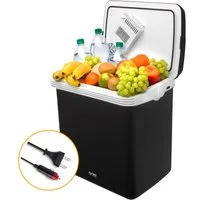 TZS FIRST AUSTRIA Elektrische Kühlbox 32L, Mini-Kühlschrank, 12V /230V Anschluss, 12-V-Stecker fürs Auto, für Camping, Festivals, Reisen, mit Kühl- und Warmhaltefunktion