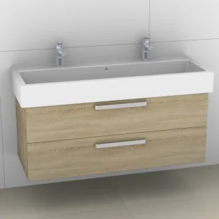 Artiqua 411 Waschtischunterschrank für Vero 045412 mit 2 Armaturbohrungen Castello Eiche quer NB, 41 411-WU2L-D25-7136-426