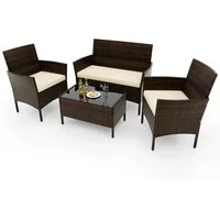 KOMFOTTEU Balkonset, Gartenmöbel Set mit 2-Sitzer Sofa, Tisch & 2 Stühlen