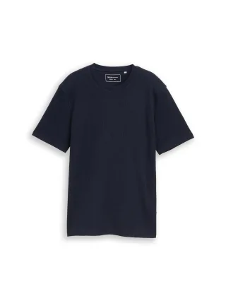 Denim Tom Tailor - T-Shirt mit Waffelstruktur sky captain blue - Gr. - XL