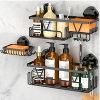 LuxusKollektion Duschablage Duschablage Saugnapf Ohne Bohren 3 Stück Duschablage Saugnapf Schwarz