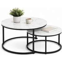 HomeGuru Couchtisch rund, Satztische 2 St., Marmormuster, Sintergestein, modernes Design (2-St., Set)