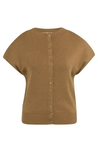 Yaya - Kurzarm-Strickjacke braun - Gr. - M