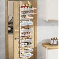 GarveeMore Küchenregal 10-Schicht Kohlenstoffstahl Tür Hängen Korb Küche Speicher Rack