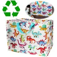 LS-LebenStil Aufbewahrungstasche XXL Jumbo Bag Baby Dinos 55cm Recycelt Nachhaltig Einkaufstasche (Unterbettkommode Organizer Aufbewahrungsbox, 1-tlg., Einkaufstasche mit Reißverschluss Shopper Riesentasche Tragetasche), Aufbewahrung von Bettwäsche K