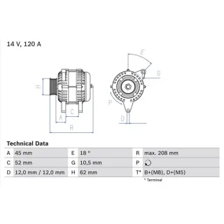 Bosch Lichtmaschine 120A Alfa Fiat Lancia 0986049400