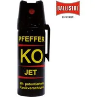 Ballistol Marderspray BALLISTOL Pfeffer-KO-Spray Jet 50ml, Tierabwehrspray, JET-Strahl für präzises Zielen – Gebündelter Flüssigstrahl, Pfeffer-KO Spray zur Abwehr aggressiver Tiere beim Joggen