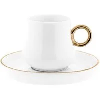 Mulex Espressotasse 12 Tlg Set Mokkatassen mit Untertasse aus Porzellan 100 ml