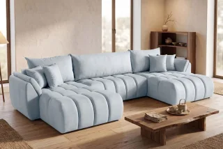Wohnlandschaft mit Schlaffunktion COLLIN Sofa in Stoff Monolith Hellgrau
