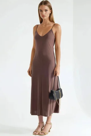 V-Ausschnitt Modal Midi-Kleid