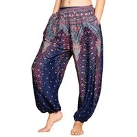 PANASIAM Haremshose Muckhose im Peacock Design leichte Sommerhose als Haremshose aus hochwertiger natürlicher Viskose Pumphose Freizeithose