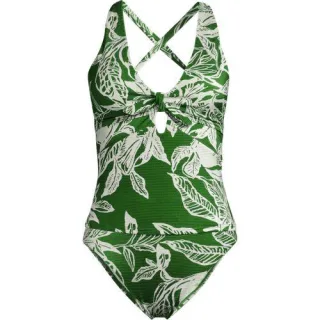 Glänzendes Tankini-Set mit Knotendesign für Damen, Damen, size: regular, Grün, Elasthan/Nylon-Mischung, by Lands' End