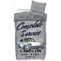 SkyBrands Wendebettwäsche Wende-Bettwäsche ROUTE 66 Bettbezug Bettgarnitur Oldtimer 135x200 gra, Renforcé, 100% Baumwolle