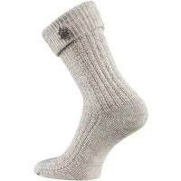 TippTexx 24 Trachtensocken 2 Paar Trachtensocken Umschlag-Socken mit abnehmbaren Edelweiß Pin (Set, 2 Paar) handgekettelt, mit Leinen-Optik, Metall-Edelweiß-Anstecker