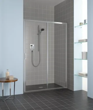 Kermi Gleittür Liga G2R 1350x2000, silber hochglanz ESG klar mit KermiClean LIG2R13520VPK