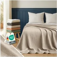 Blumtal Tagesdecke Tagesdecke Baumwolle - Musselin Decke Oeko-TEX zert. - Bettüberwurf, Couch Überwurf - leichte Kuscheldecke Baumwolle 100%