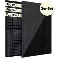 VALE Solarmodul Leistungsstarke Solarmodule 2er Set Bifazial Full-Black, (private Energieerzeugung, Photovoltaik Set, 880, 890, 900, 920 Wp, private Energieerzeugung, Photovoltaik Set, 880, 890, 900, 920 Wp), PV-Anlage, Solarpanele, Solarstrom, H 176