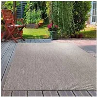 Vimoda Outdoorteppich Teppich Terrassen In- und Outdoor Flachgewebe In Beige, Rechteckig, Läufer Balkon, Küche Flur Einfarbig