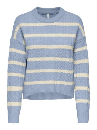 ONLY - ONLKATIA LS CABLE O-NECK PULLOVER CC KNT Cashmere Blue - Gr. - M