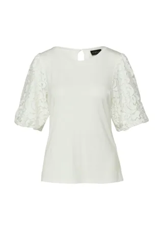 s.Oliver BLACK LABEL - Blusenshirt mit Lochmuster-Detail weiß - Gr. - 38