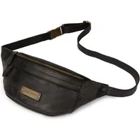 DRAKENSBERG Bauchtasche »Mel« Vintage-Schwarz, Damen, Herren, elegante Hüfttasche, Gürteltasche, Sling Bag aus Leder